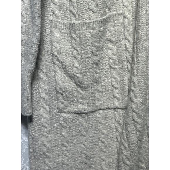 J Jill Cardigan Sweater Small Long Open Cable Knit Beige Oatmeal Duster - Picture 3 of 12